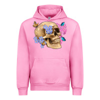 Fuchsia Pink skull flora butterfly Urban Hoodie - Artiststas