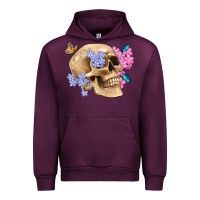 Mauve Wine skull flora butterfly Urban Hoodie - Artiststas