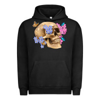 Pigment Black skull flora butterfly Urban Hoodie - Artiststas