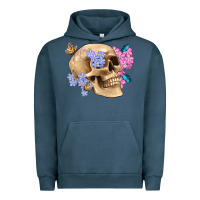 Pigment Midnight Navy skull flora butterfly Urban Hoodie - Artiststas
