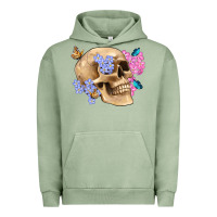 Pigment Oil Green skull flora butterfly Urban Hoodie - Artiststas