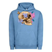 Pigment Pebble Blue skull flora butterfly Urban Hoodie - Artiststas