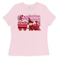 Bubblegum Pink valentines express with gnomies Ladies Tee - NancyCooperArtShop