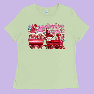 Valentines Express With Gnomies Ladies Tee Designed By Nancycooperartshop