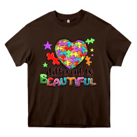 Chocolate Brown Different is beautiful Heavy Core Tee - NancyCooperArtShop