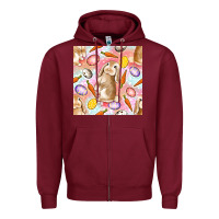 Burgundy Happy Easter Bunny Seamless Pattern Zipper Hoodie - BundleAndBundleShop