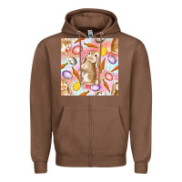 Chestnut Happy Easter Bunny Seamless Pattern Zipper Hoodie - BundleAndBundleShop
