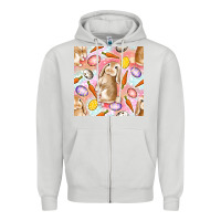 Dove Grey Happy Easter Bunny Seamless Pattern Zipper Hoodie - BundleAndBundleShop