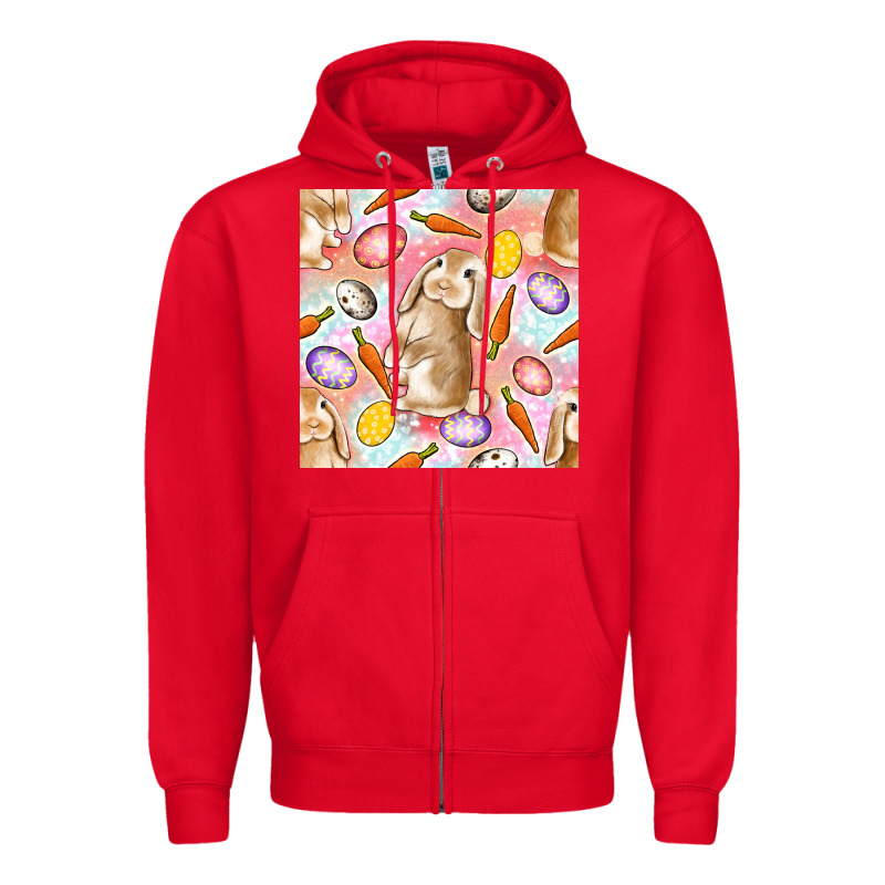 Happy Easter Bunny Seamless Pattern Zipper Hoodie by BundleAndBundleShop | Teevron