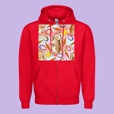 Happy Easter Bunny Seamless Pattern Zipper Hoodie Designed By Bundleandbundleshop