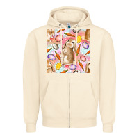 Sandshell Happy Easter Bunny Seamless Pattern Zipper Hoodie - BundleAndBundleShop