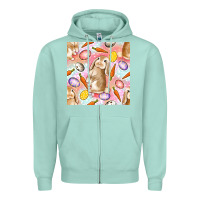 Seafoam Happy Easter Bunny Seamless Pattern Zipper Hoodie - BundleAndBundleShop