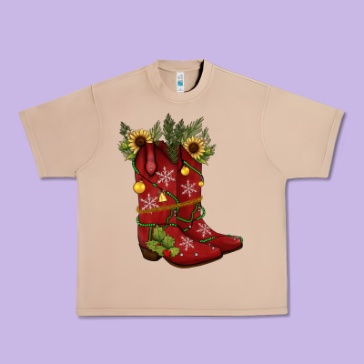 Christmas Boots Urban Heavy Tee Designed By Jahusdesignshop