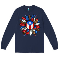 Navy puerto rico sunflower Long Sleeve Tee - texasbilliewilder