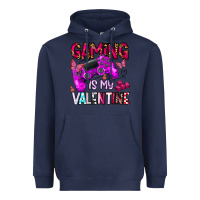 Navy gaming is my valentine Heavyweight Hoodie - CowhideDigitalArt
