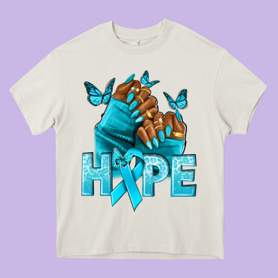 Hope Teal Ribbon Ovarian Cancer Nails Heavy Core Tee Designed By Nancycooperartshop
