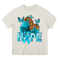 Cream Hope teal ribbon Ovarian Cancer nails Heavy Core Tee - NancyCooperArtShop