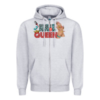 Heather Grey nail queen bbs Zipper Hoodie - BundleAndBundleShop