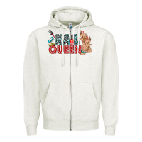 Oatmeal Heather nail queen bbs Zipper Hoodie - BundleAndBundleShop