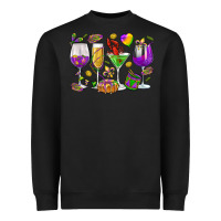 Black Mardi Gras wine glasses Heavyweight Sweatshirt - HowdyJamesFarm