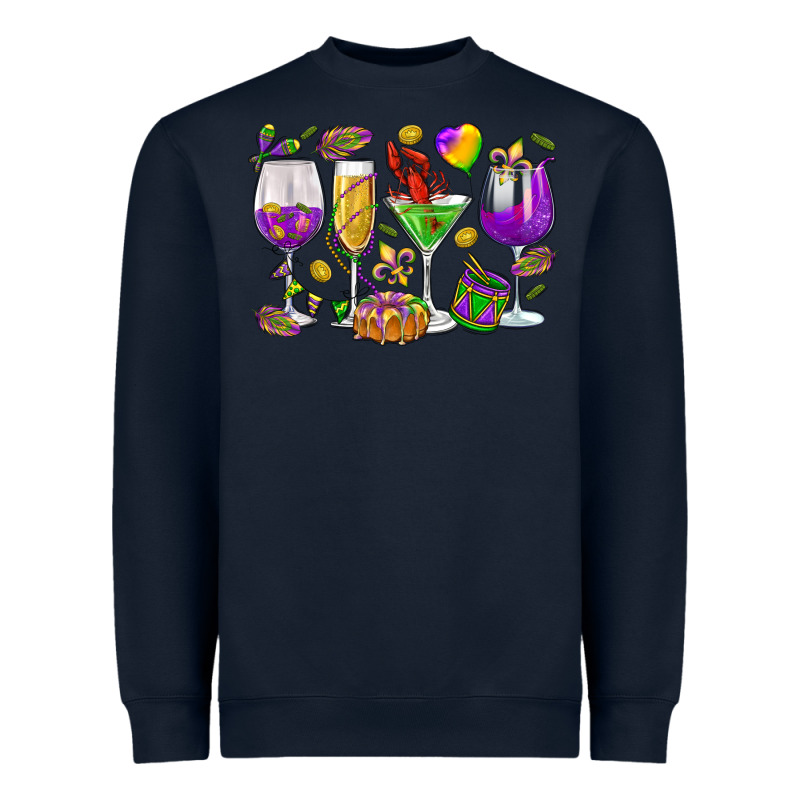 Mardi Gras Wine Glasses Heavyweight Sweatshirt by HowdyJamesFarm | Teevron