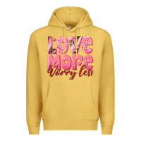 Antique Gold love more worry less Premium Hoodie - RanaPortraitStore