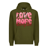 Army Green love more worry less Premium Hoodie - RanaPortraitStore