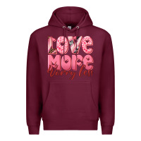 Burgundy love more worry less Premium Hoodie - RanaPortraitStore