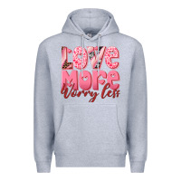 Heather Grey love more worry less Premium Hoodie - RanaPortraitStore
