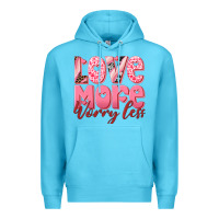 Ocean Blue love more worry less Premium Hoodie - RanaPortraitStore