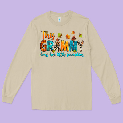 Customized This Grammy Loves Her Little Pumpkins Long Sleeve Tee Designed By Texasbilliewilder