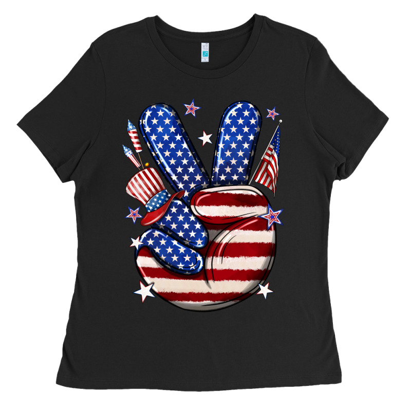 Peace 4th July Ladies Tee by NancyCooperArtShop | Teevron