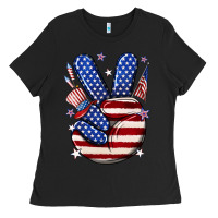 Black peace 4th july Ladies Tee - NancyCooperArtShop