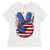 White peace 4th july Ladies Tee - NancyCooperArtShop
