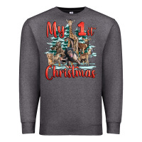Charcoal Heather my first christmas baby safari animals Premium Sweatshirt - LillyAllenDesigns