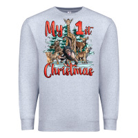 Heather Grey my first christmas baby safari animals Premium Sweatshirt - LillyAllenDesigns