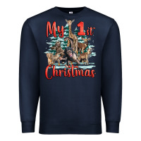 Navy my first christmas baby safari animals Premium Sweatshirt - LillyAllenDesigns