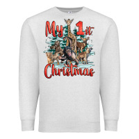 Oatmeal Heather my first christmas baby safari animals Premium Sweatshirt - LillyAllenDesigns