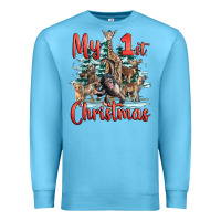 Ocean Blue my first christmas baby safari animals Premium Sweatshirt - LillyAllenDesigns