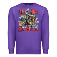 Purple my first christmas baby safari animals Premium Sweatshirt - LillyAllenDesigns