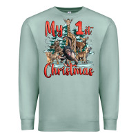 Seafoam my first christmas baby safari animals Premium Sweatshirt - LillyAllenDesigns