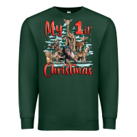 Sports Green my first christmas baby safari animals Premium Sweatshirt - LillyAllenDesigns