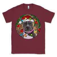 Burgundy Christmas Pitbull Classic Tee - RanaPortraitStore