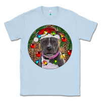 Dusty Blue Christmas Pitbull Classic Tee - RanaPortraitStore