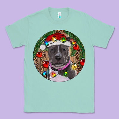 Christmas Pitbull Classic Tee Designed By Ranaportraitstore