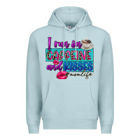 Blue Mist I run on caffeine and kisses Premium Hoodie - FaDigitalArtStudio