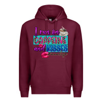 Burgundy I run on caffeine and kisses Premium Hoodie - FaDigitalArtStudio