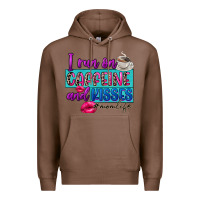 Chestnut I run on caffeine and kisses Premium Hoodie - FaDigitalArtStudio