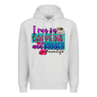 Dove Grey I run on caffeine and kisses Premium Hoodie - FaDigitalArtStudio