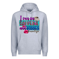 Heather Grey I run on caffeine and kisses Premium Hoodie - FaDigitalArtStudio